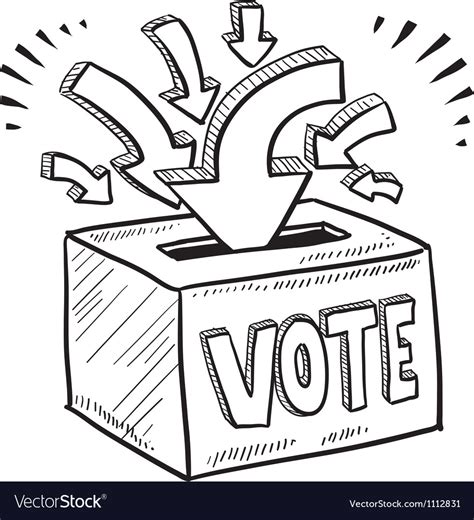 Doodle Vote Ballot Box Royalty Free Vector Image