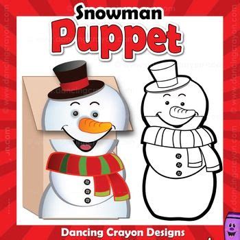 snowman craft activity printable paper bag puppet