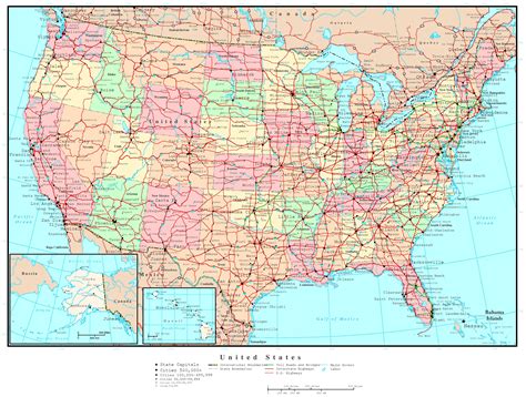 Or us), or america, is a country primarily located in north america, consisting of 50 states, a federal district. United States Political Map