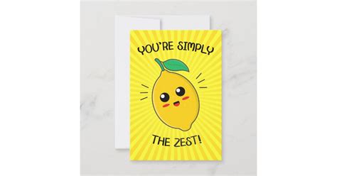 Youre Simply The Zest Food Pun Thank You Card Zazzle