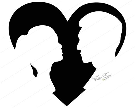 Heart Shape With Couple 12 Inches Png And Svg Silhouette