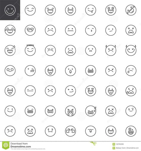 Emoticons Line Icons Face Emotion Expression Linear Symbols Logo