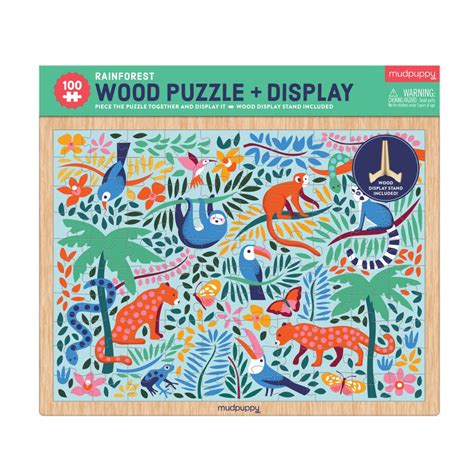 Mudpuppy 100 Pc Wooden Puzzle And Display Rainforest Bobangles