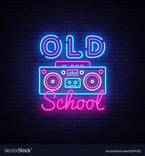 Old School Neon Sign Retro Music Design Royalty Free Vector