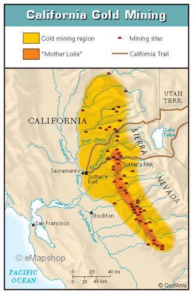 A collection of gold rush materials. california gold rush map - Google Search | Time Spun ...