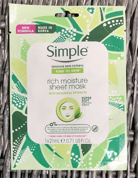 Simple Rich Moisture Sheet Mask Review Melanie Kate