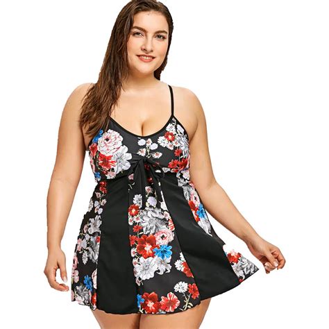 Women Tankini Sets Plus Size Floral Printed Swimwear Push Up Empire