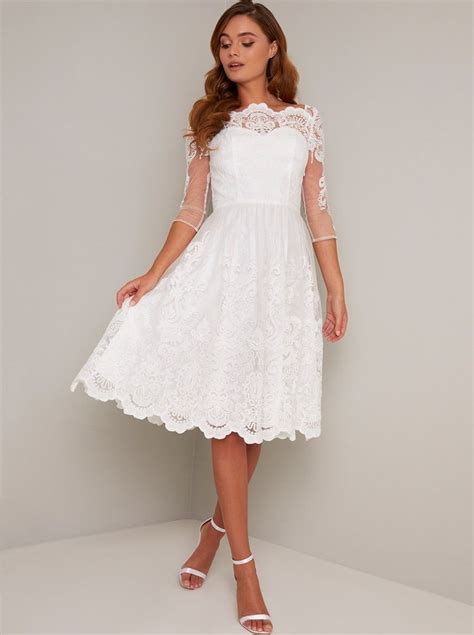 Lace Midi Wedding Dress In White Confirmation Dresses Confirmation Dresses White Midi