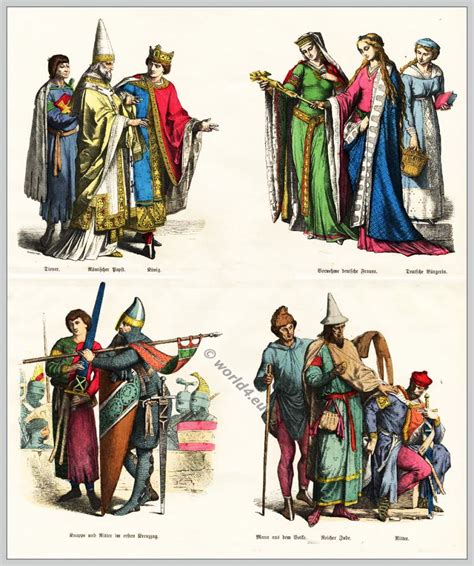 Costumes Of The 12th Century Monastic Nobility Citizens Knights