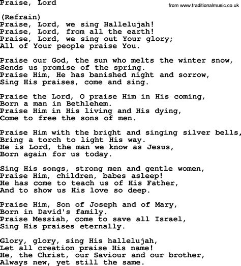 Catholic Hymns Song Praise Lord Lyrics And Pdf