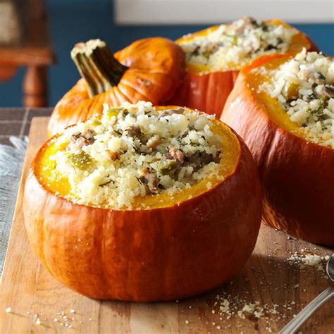 Maybe you would like to learn more about one of these? Sausage & Rice Stuffed Pumpkins Recipe | Taste of Home