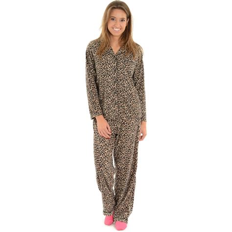 Int Intimate Womens 2 Piece Leopard Pajamas Set Soft And Comfy Micro Fleece Sleepwear Set
