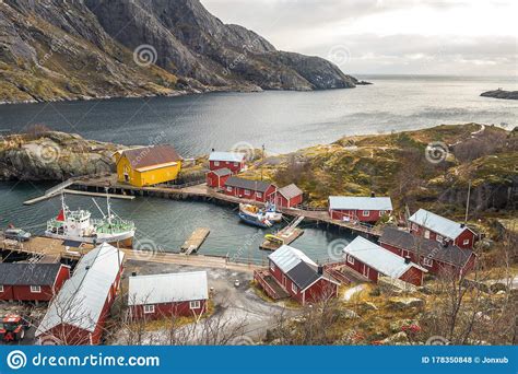 Winter Scene Of Reine Town In Lofoten Islands Norway Stock Photo