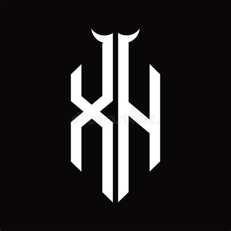 Xh Logo Monogram With Horn Shape Isolated Black And White Design