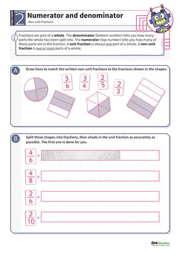 Non Unit Fractions Of Numbers Worksheets