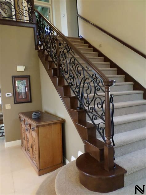 Black stair balcony w/ gate 449. Wrought Iron Staircase Banister - House Items Design