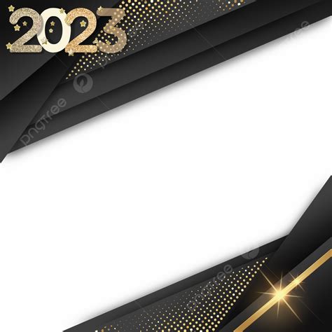 2023 Black Gold Business Border Happy New Year Wave Dots 2023 Black Gold Frame Png