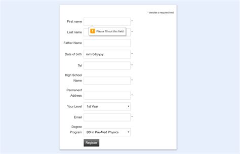 Student Registration Form Template Html Css Free Download