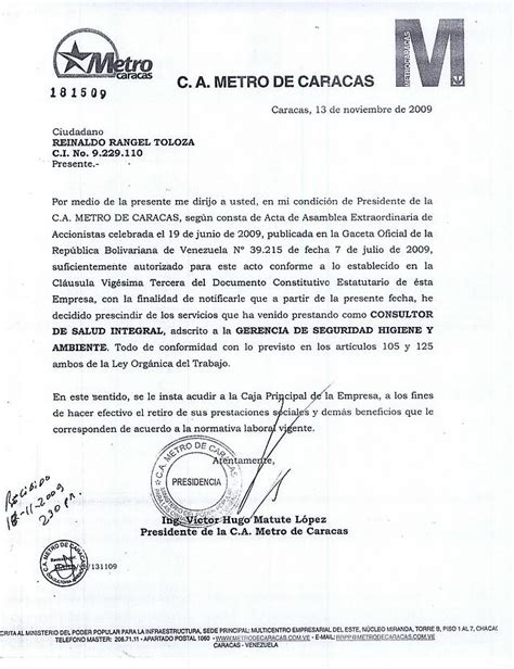 El Trabajador Metro Despido Injustificado De Reinaldo Rangel