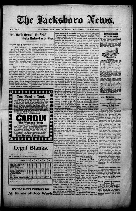 The Jacksboro News. (Jacksboro, Tex.), Vol. 18, No. 28, Ed. 1 Wednesday