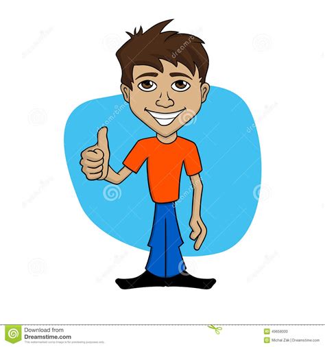 Cartoon Illustration Of A Happy Man Giving Thumb Up Stock Vector