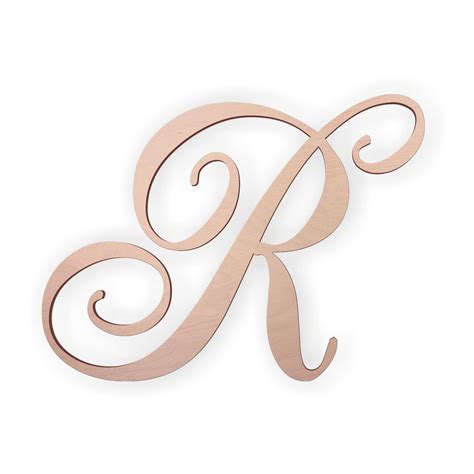 Wooden Monogram Letter r Large or Small, Unfinished, Cursive Wooden
