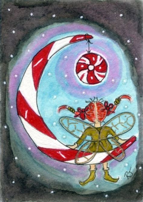 Christmas Whimsical Folk Art Aceo Fairys Starlite Mint Ooak By