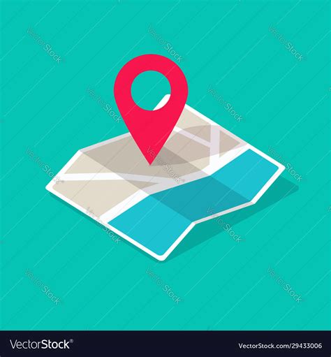 Map Icon Isometric With Destination Location Pin Vector Image
