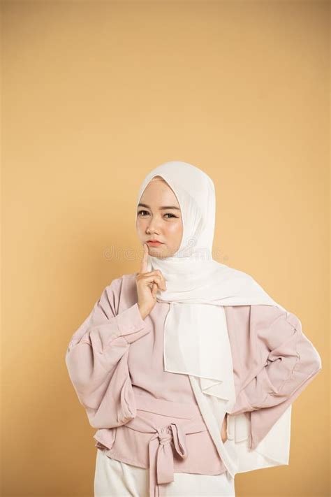 woman muslim asian woman thinking dressed in the hijab modern style stock image image of