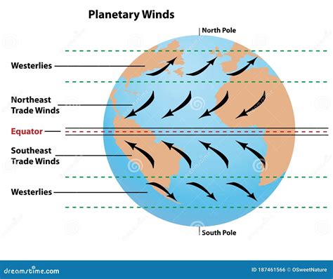 Planetaire Windrichtingen Op Aarde Vector Illustratie Illustration Of