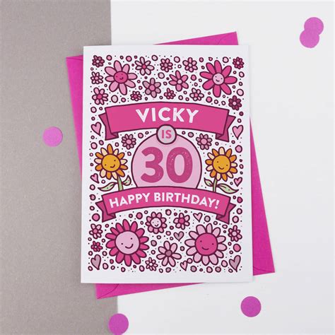 This lovely birthday card brings with it a special message for her: 30th Birthday Personalised Flower Card By A Is For ...