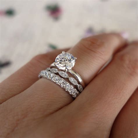 15 Ct 4 Prong Solitaire Ring Stackable Wedding Bands Wedding Rings