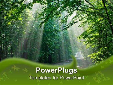 Powerpoint Template Beautiful Sunshine Light Through The Big Green