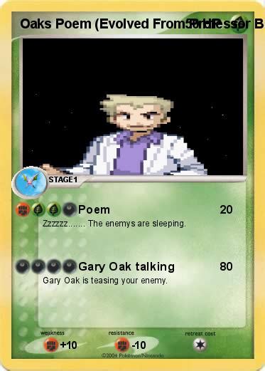 Pokémon Oaks Poem Evolved From Professor Poem My Pokemon Card