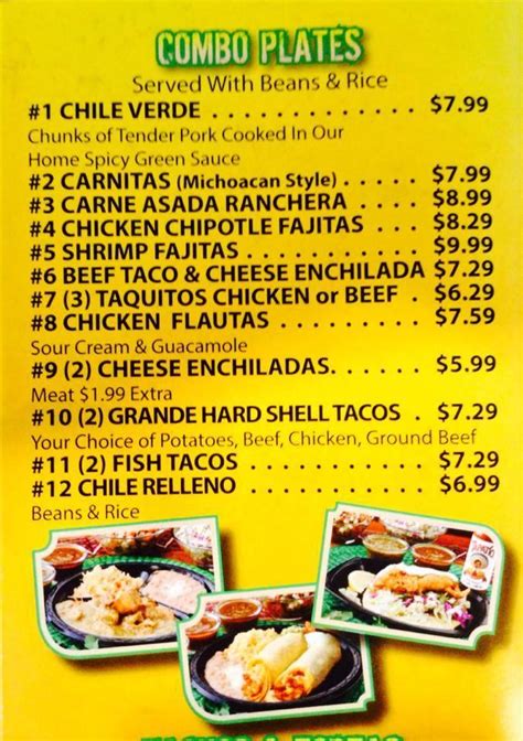 Menu At Baja Taco Village Mexican Grill Restaurant Yucaipa Oak Glen Rd