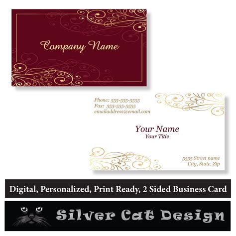 Maroon Gold And White 2 Sided Personalized Business Card Order