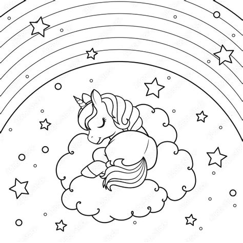 Unicorn Lying Down On Cloud Coloring Page Download Print Or Color