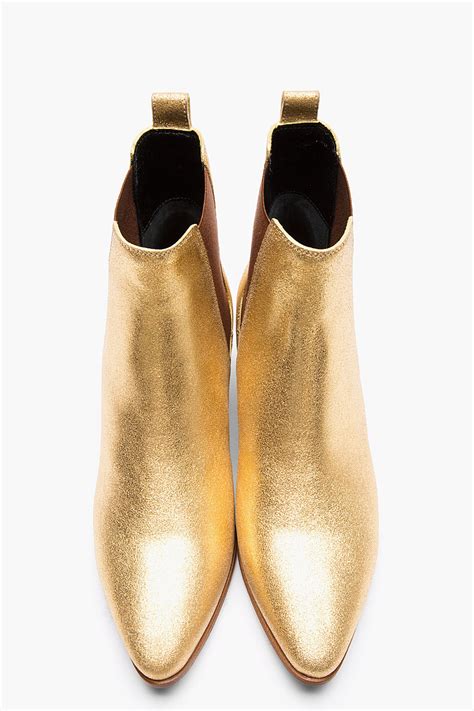 Buy saint laurent chelsea boots and get free shipping & returns in usa. Saint Laurent Metallic Gold Leather Chelsea Ankle Boots in ...
