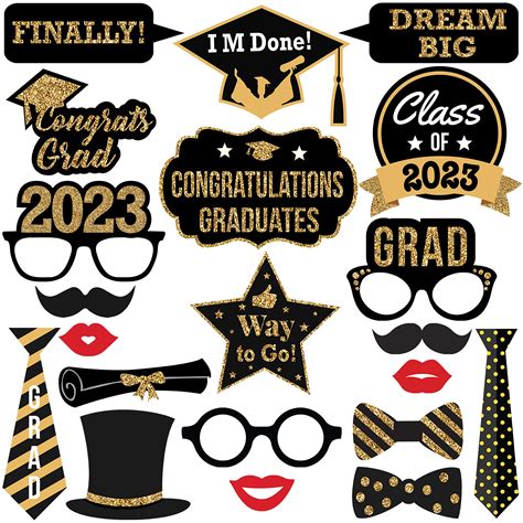 Buy Katchon Graduation Photo Booth Props 2023 Glitter Pack Of 21