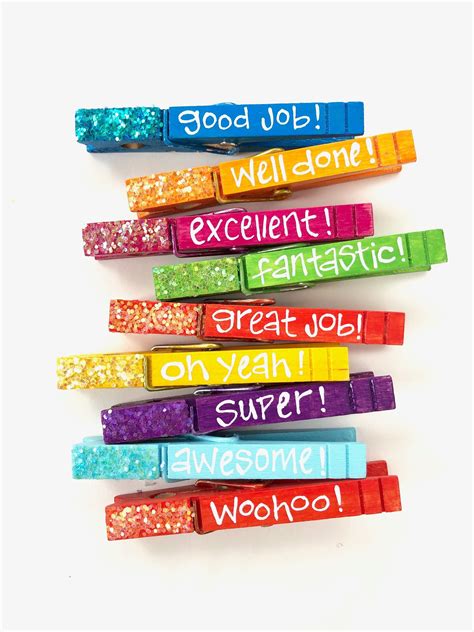 Glitter Clothespins Painted Clothespin Magnets Student - Etsy in 2023