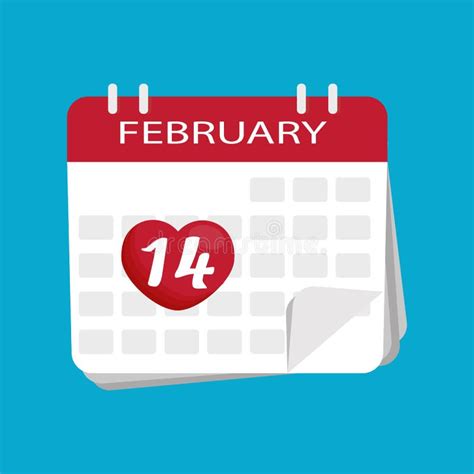 Valentines Day Calendar Vector Icon Vector 14th Of February H Stock