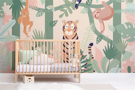 Kids Animals And Jungle Friends Wallpaper Mural Hovia Nursery Mural