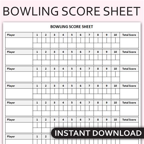 Printable Bowling Score Sheet Bowling Scorecard Bowling Sc Inspire Uplift