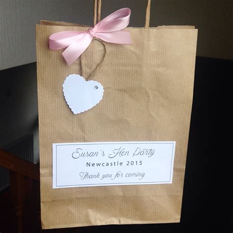 1x Hen Do Hen Party Bag Personalised Shabby Chic Brown Kraft