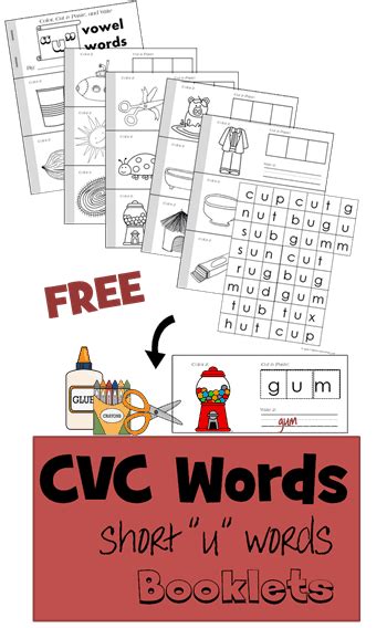 Free Short U Cvc Words Printable Booklet Free Homeschool Deals