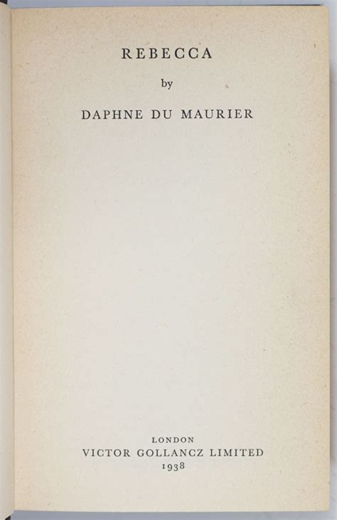 Rebecca By Du Maurier Daphne 1938 Signed By Authors Raptis