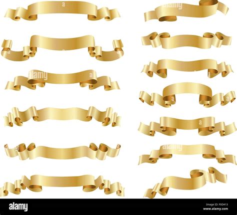 Set Of Golden Ribbons On White Stock Vector Image And Art Alamy