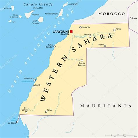Fotos: fuerteventura mapa politico | Mapa político de Sáhara Occidental — Vector de stock 