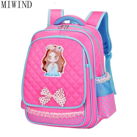 Miwind Children Cartoon Backpacks Girls Princess Schoolbags Kids