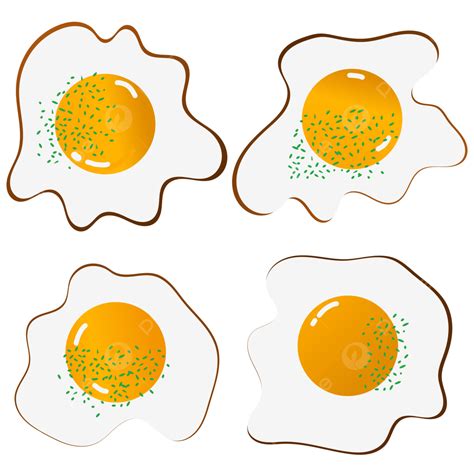 Gambar Set Telur Goreng Goreng Telur Makan Png Dan Vektor Dengan